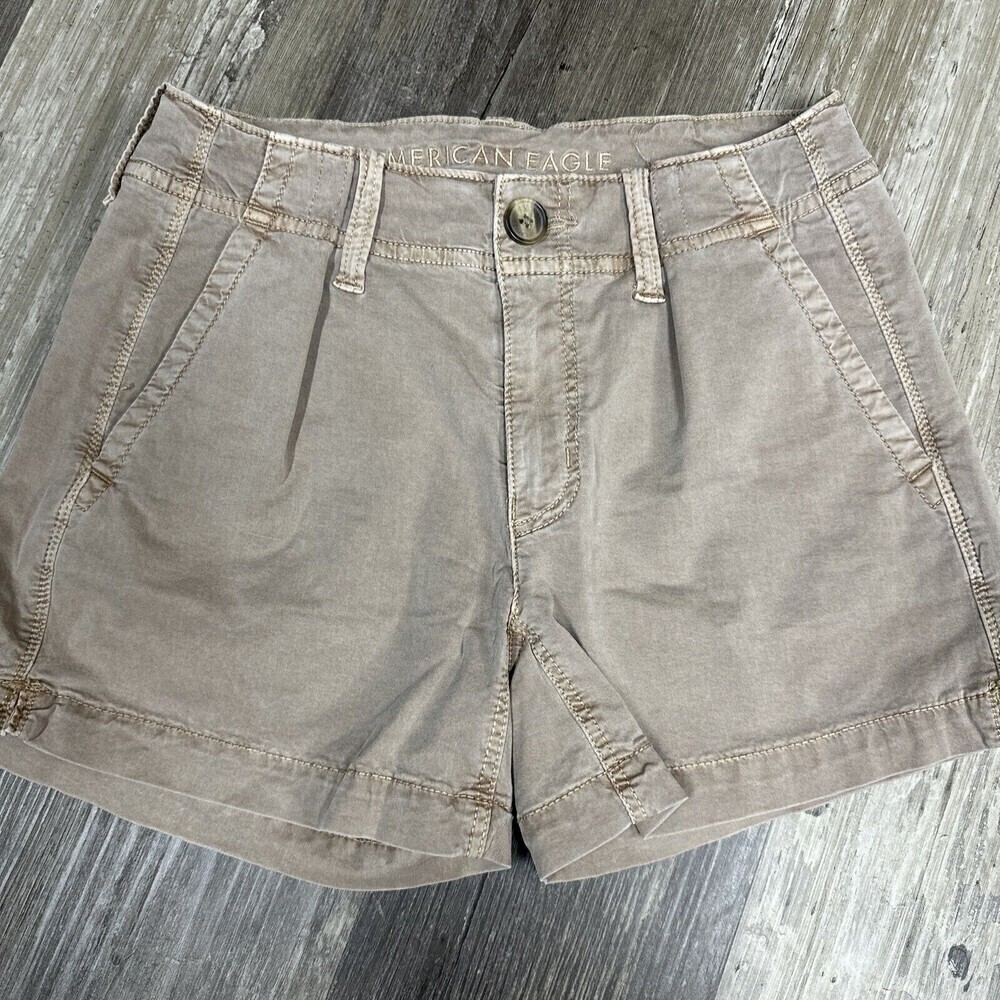 American Eagle MIDI Super Stretch Shorts Chino Womens Juniors Sz 0 Brown